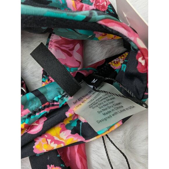 For Love‎ & Lemons Floral Swim Bikini Top Bra Sz M Medium NWT - Picture 6 of 8